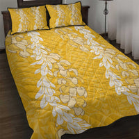 Puakenikeni and Maile Lei Quilt Bed Set Gold Double Strand Lei