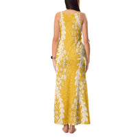 Puakenikeni and Maile Lei Tank Maxi Dress Gold Double Strand Lei LT9 - Polynesian Pride