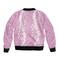 Puakenikeni and Maile Lei Bomber Jacket Pink Double Strand Lei