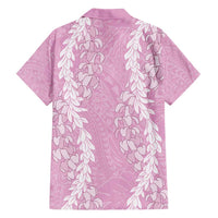 Puakenikeni and Maile Lei Family Matching Summer Maxi Dress and Hawaiian Shirt Pink Double Strand Lei