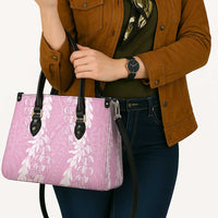Puakenikeni and Maile Lei Leather Bag Pink Double Strand Lei LT9 - Polynesian Pride