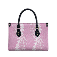 Puakenikeni and Maile Lei Leather Bag Pink Double Strand Lei LT9 - Polynesian Pride