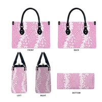 Puakenikeni and Maile Lei Leather Bag Pink Double Strand Lei LT9 - Polynesian Pride