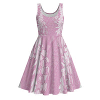 Puakenikeni and Maile Lei Midi Dress Pink Double Strand Lei - Polynesian Pride