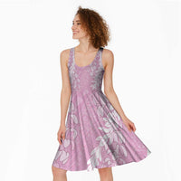 Puakenikeni and Maile Lei Midi Dress Pink Double Strand Lei - Polynesian Pride