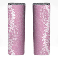 Puakenikeni and Maile Lei Skinny Tumbler Pink Double Strand Lei