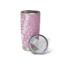 Puakenikeni and Maile Lei Tumbler Cup Pink Double Strand Lei
