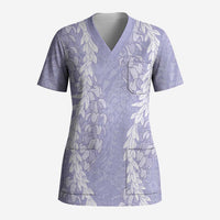 Puakenikeni and Maile Lei Scrub Top Purple Double Strand Lei - Polynesian Pride