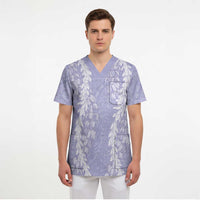 Puakenikeni and Maile Lei Scrub Top Purple Double Strand Lei - Polynesian Pride