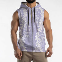 Puakenikeni and Maile Lei Sleeveless Zip Hoodie Purple Double Strand Lei LT9 - Polynesian Pride