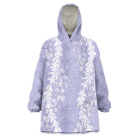 Puakenikeni and Maile Lei Wearable Blanket Hoodie Purple Double Strand Lei