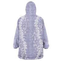 Puakenikeni and Maile Lei Wearable Blanket Hoodie Purple Double Strand Lei
