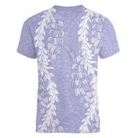 Puakenikeni and Maile Lei Women V-Neck T-Shirt Purple Double Strand Lei LT9 - Polynesian Pride