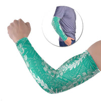 Puakenikeni and Maile Lei Arm Sleeves Sage Green Double Strand Lei - Polynesian Pride