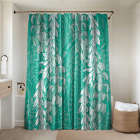 Puakenikeni and Maile Lei Bathroom Set Sage Green Double Strand Lei LT9 Shower Curtain Only Sage Green - Polynesian Pride