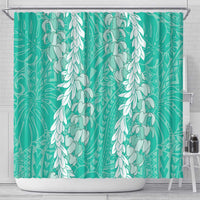 Puakenikeni and Maile Lei Shower Curtain Sage Green Double Strand Lei