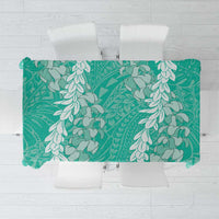 Puakenikeni and Maile Lei Tablecloth Sage Green Double Strand Lei