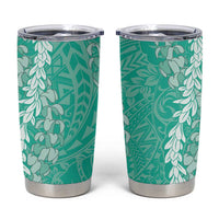 Puakenikeni and Maile Lei Tumbler Cup Sage Green Double Strand Lei