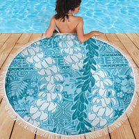 Blue Puakenikeni and Maile Lei Beach Blanket Hawaiian Style Tribal Tapa Double Strand Lei