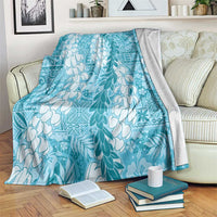 Blue Puakenikeni and Maile Lei Blanket Hawaiian Style Tribal Tapa Double Strand Lei