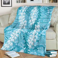 Blue Puakenikeni and Maile Lei Blanket Hawaiian Style Tribal Tapa Double Strand Lei