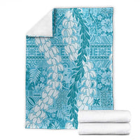 Blue Puakenikeni and Maile Lei Blanket Hawaiian Style Tribal Tapa Double Strand Lei