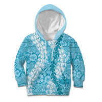 Blue Puakenikeni and Maile Lei Kid Hoodie Hawaiian Style Tribal Tapa Double Strand Lei