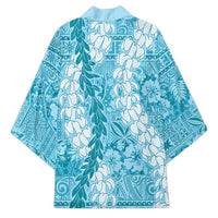 Blue Puakenikeni and Maile Lei Kimono Hawaiian Style Tribal Tapa Double Strand Lei - Polynesian Pride