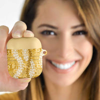 Gold Puakenikeni and Maile Lei AirPods Case Hawaiian Style Tribal Tapa Double Strand Lei - Polynesian Pride
