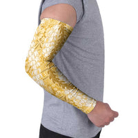 Gold Puakenikeni and Maile Lei Arm Sleeves Hawaiian Style Tribal Tapa Double Strand Lei - Polynesian Pride