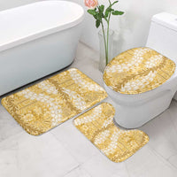 Gold Puakenikeni and Maile Lei Bathroom Set Hawaiian Style Tribal Tapa Double Strand Lei - Polynesian Pride