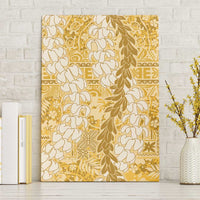 Gold Puakenikeni and Maile Lei Canvas Wall Art Hawaiian Style Tribal Tapa Double Strand Lei