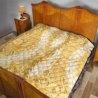 Gold Puakenikeni and Maile Lei Quilt Hawaiian Style Tribal Tapa Double Strand Lei
