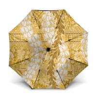 Gold Puakenikeni and Maile Lei Umbrella Hawaiian Style Tribal Tapa Double Strand Lei LT9 One Size Folded 11.42 inch Opened Diameter 37.4 inch Gold - Polynesian Pride