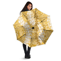 Gold Puakenikeni and Maile Lei Umbrella Hawaiian Style Tribal Tapa Double Strand Lei LT9 - Polynesian Pride