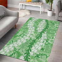 Green Puakenikeni and Maile Lei Area Rug Hawaiian Style Tribal Tapa Double Strand Lei