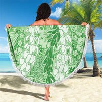 Green Puakenikeni and Maile Lei Beach Blanket Hawaiian Style Tribal Tapa Double Strand Lei