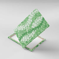 Green Puakenikeni and Maile Lei Canvas Wall Art Hawaiian Style Tribal Tapa Double Strand Lei