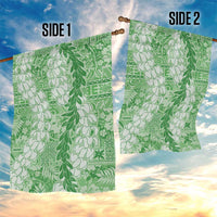 Green Puakenikeni and Maile Lei Garden Flag Hawaiian Style Tribal Tapa Double Strand Lei