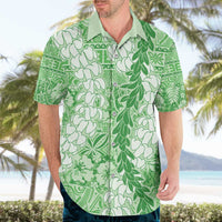 Green Puakenikeni and Maile Lei Hawaiian Shirt Hawaiian Style Tribal Tapa Double Strand Lei