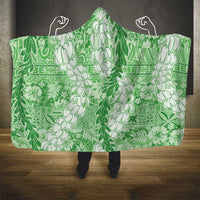Green Puakenikeni and Maile Lei Hooded Blanket Hawaiian Style Tribal Tapa Double Strand Lei