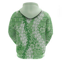 Green Puakenikeni and Maile Lei Hoodie Hawaiian Style Tribal Tapa Double Strand Lei LT9 - Polynesian Pride