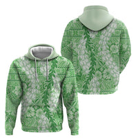 Green Puakenikeni and Maile Lei Hoodie Hawaiian Style Tribal Tapa Double Strand Lei LT9 - Polynesian Pride