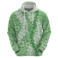 Green Puakenikeni and Maile Lei Hoodie Hawaiian Style Tribal Tapa Double Strand Lei LT9 - Polynesian Pride