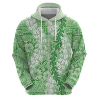 Green Puakenikeni and Maile Lei Hoodie Hawaiian Style Tribal Tapa Double Strand Lei LT9 - Polynesian Pride