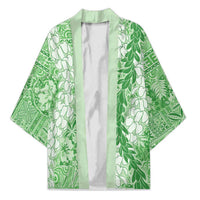 Green Puakenikeni and Maile Lei Kimono Hawaiian Style Tribal Tapa Double Strand Lei - Polynesian Pride
