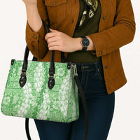 Green Puakenikeni and Maile Lei Leather Bag Hawaiian Style Tribal Tapa Double Strand Lei LT9 - Polynesian Pride