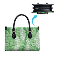Green Puakenikeni and Maile Lei Leather Bag Hawaiian Style Tribal Tapa Double Strand Lei LT9 - Polynesian Pride