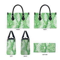 Green Puakenikeni and Maile Lei Leather Bag Hawaiian Style Tribal Tapa Double Strand Lei LT9 - Polynesian Pride