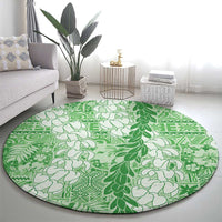 Green Puakenikeni and Maile Lei Round Carpet Hawaiian Style Tribal Tapa Double Strand Lei